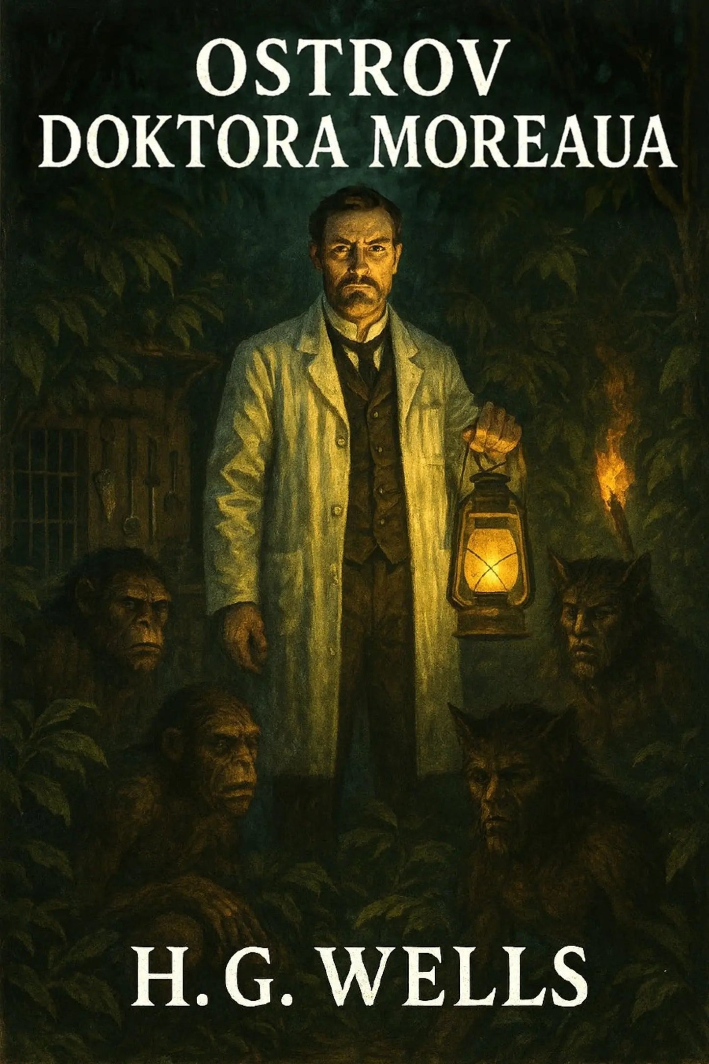 Book cover for 'Ostrov doktora Moreaua' by H.G. Wells