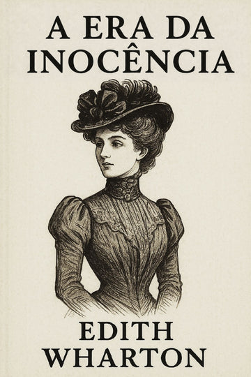 Book cover of 'A Era da Inocência' by Edith Wharton featuring a woman in a vintage dress and hat.