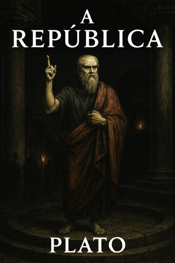 Book cover of 'A República' by Plato with a classical illustration of a philosopher.