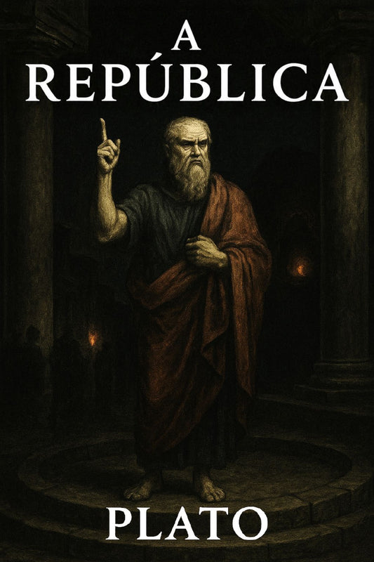 Book cover of 'A República' by Plato with a classical illustration of a philosopher.