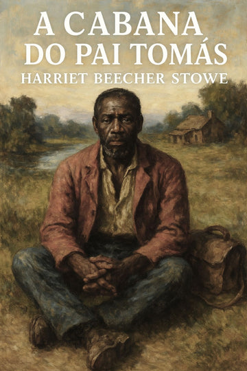 Book cover of 'A cabana do pai Tomás' by Harriet Beecher Stowe with a man sitting on the ground.