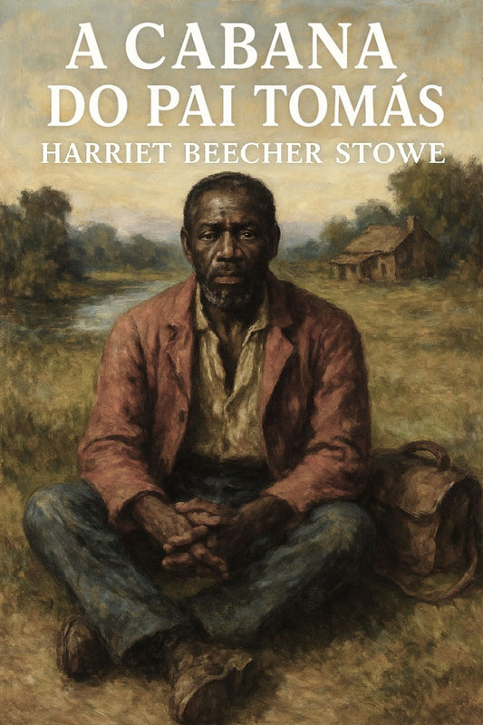 Book cover of 'A cabana do pai Tomás' by Harriet Beecher Stowe with a man sitting on the ground.