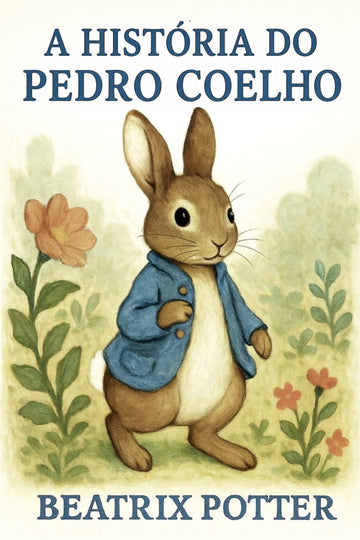 Book cover of 'A história do Pedro Coelho' by Beatrix Potter featuring a rabbit illustration.