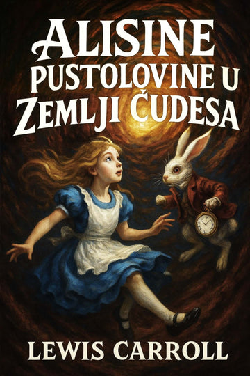 Book cover of 'Alisine pustolovine u Zemlji čudesa' with Alice and the White Rabbit.