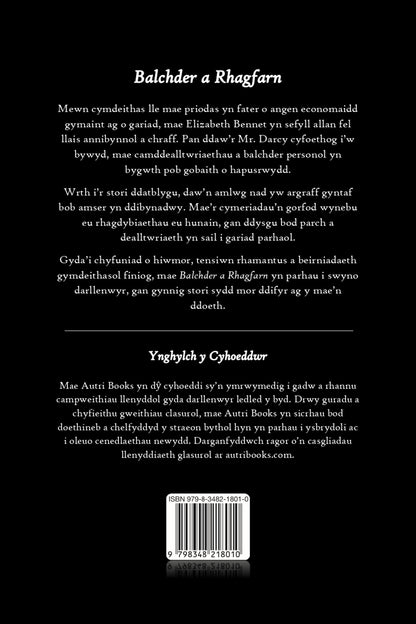 Back cover of a book with text and a barcode on a black background