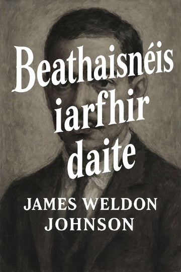 Book cover with a portrait and text 'Beathaisnéis iarfhir daite' by James Weldon Johnson