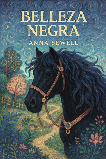 Book cover of 'Belleza negra' by Anna Sewell featuring a black horse.