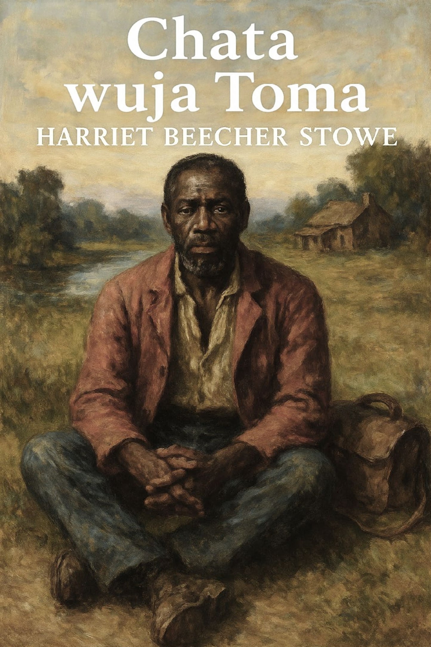 Book cover of 'Chata wuja Toma' by Harriet Beecher Stowe with a painting of a man sitting on a grassy field.