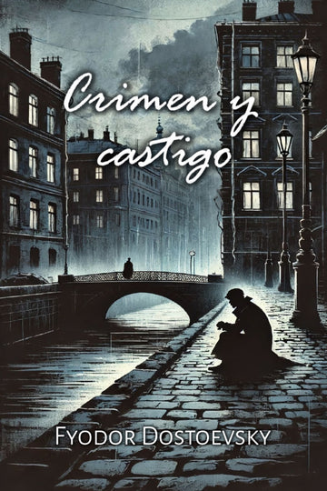 Book cover of 'Crimen y castigo' by Fyodor Dostoevsky with a dark, urban scene.