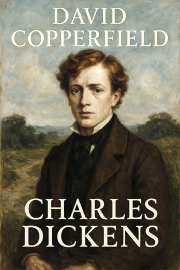 Book cover of 'David Copperfield' by Charles Dickens with a portrait of a man in a coat against a landscape.