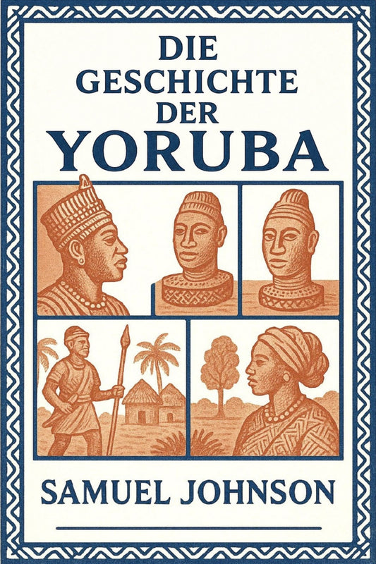 Book cover of 'Die Geschichte der Yoruba' by Samuel Johnson with illustrations of Yoruba people and scenes.