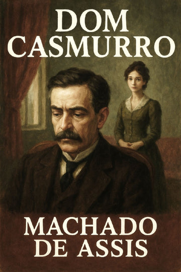 Book cover of 'Dom Casmurro' by Machado de Assis featuring a man and woman in a room.
