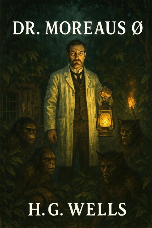 Book cover for 'Dr. Moreaus ø' by H. G. Wells