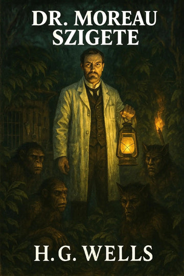 Book cover for 'Dr. Moreau szigete' by H. G. Wells