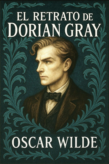 Book cover of 'El retrato de Dorian Gray' by Oscar Wilde with a portrait of a man in a decorative frame.