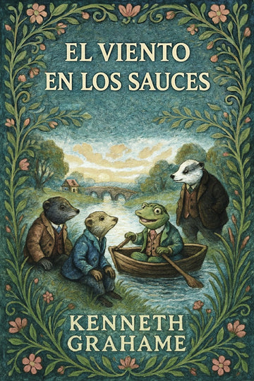 Book cover of 'El viento en los sauces' by Kenneth Grahame with animal characters in a boat.