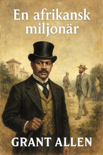Book cover of 'En afrikansk miljonär' by Grant Allen with a man in formal attire and another person in the background.