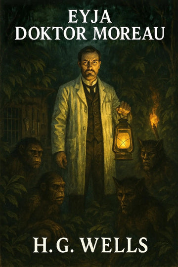 Book cover for 'Eyja Doktor Moreau' by H.G. Wells