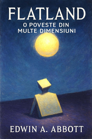 Book cover of 'Flatland' by Edwin A. Abbott with a geometric figure and sphere on a blue background.