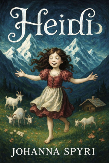 Book cover of 'Heidi' by Johanna Spyri with a girl in a mountainous landscape.