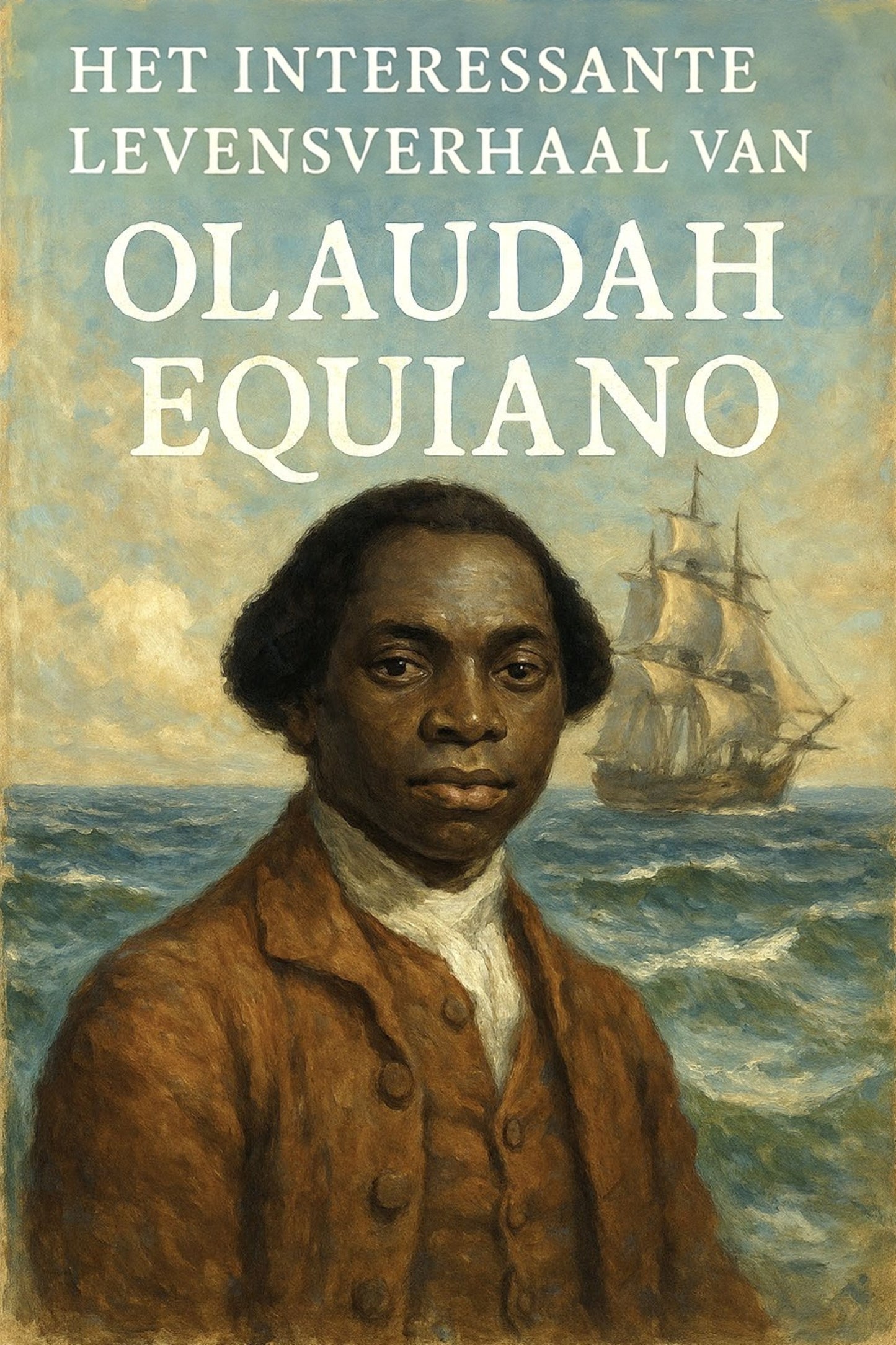 Book cover with a portrait of a man and a ship on the water, with text in Dutch.