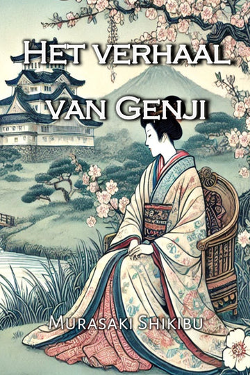 Book cover of 'Het verhaal van Genji' with a traditional Japanese scene and character.