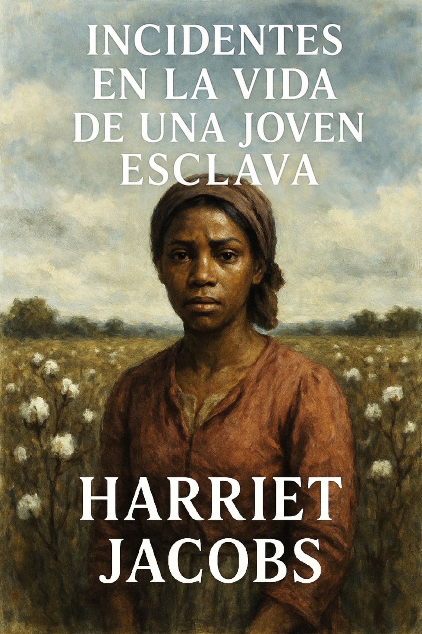 Book cover of 'Incidentes en la vida de una joven esclava' by Harriet Jacobs with a woman in a field.