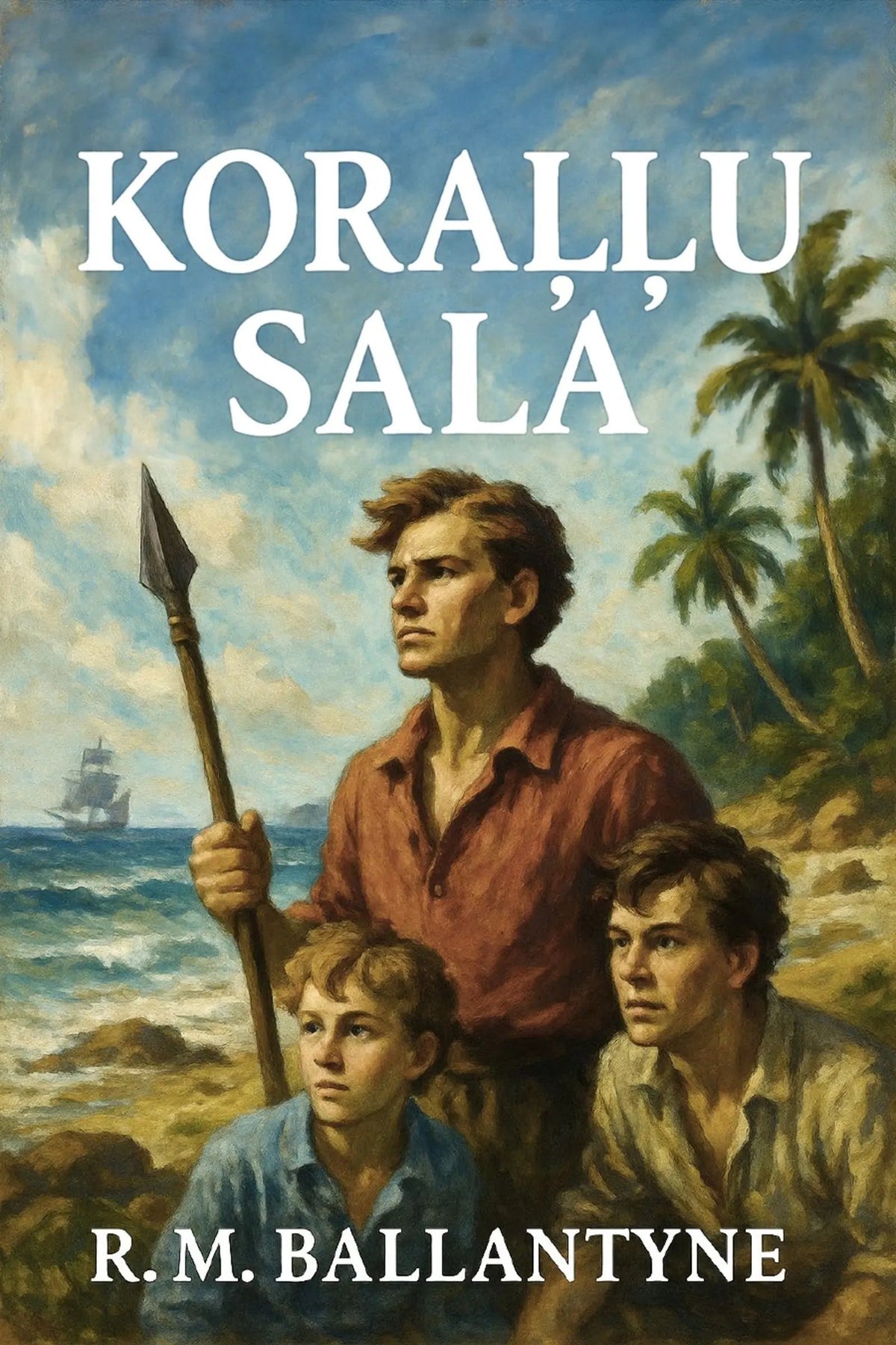 Book cover for 'Koraļļu sala' by R. M. Ballantyne