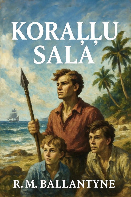 Book cover for 'Koraļļu sala' by R. M. Ballantyne
