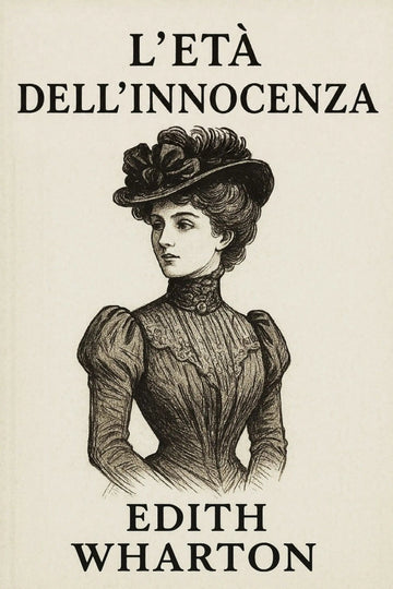 Book cover of 'L’età dell’innocenza' by Edith Wharton with a vintage illustration of a woman.