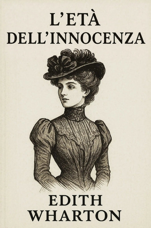 Book cover of 'L’età dell’innocenza' by Edith Wharton with a vintage illustration of a woman.