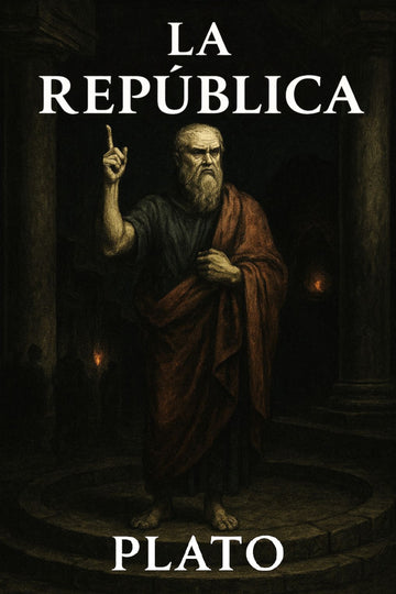 Book cover of 'La República' by Plato with a classical illustration of a philosopher.