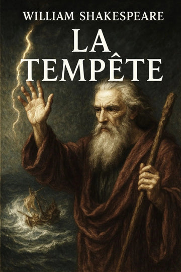 Book cover of 'La Tempête' by William Shakespeare with a dramatic scene and text.