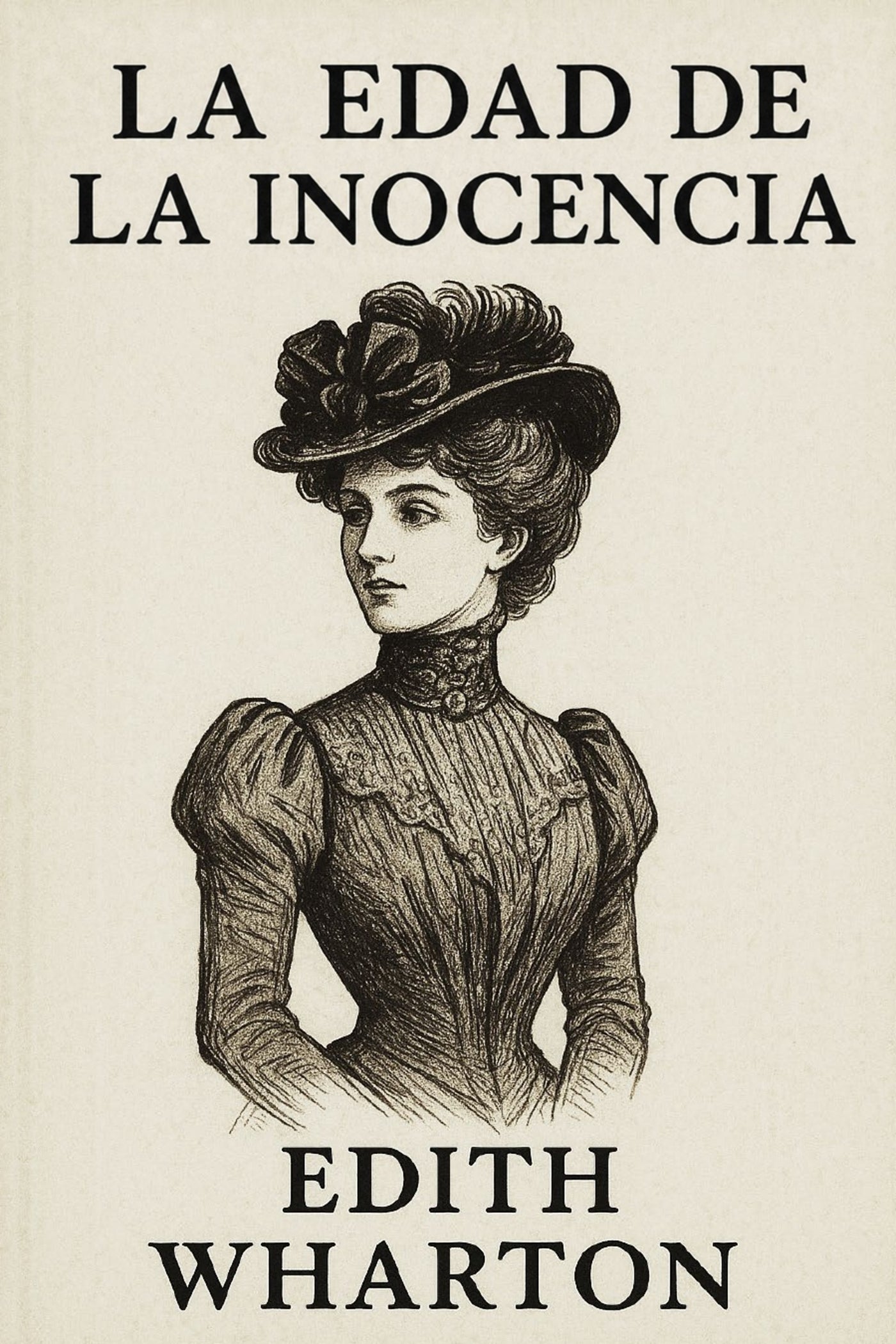 Book cover of 'La edad de la inocencia' by Edith Wharton with a vintage illustration of a woman.