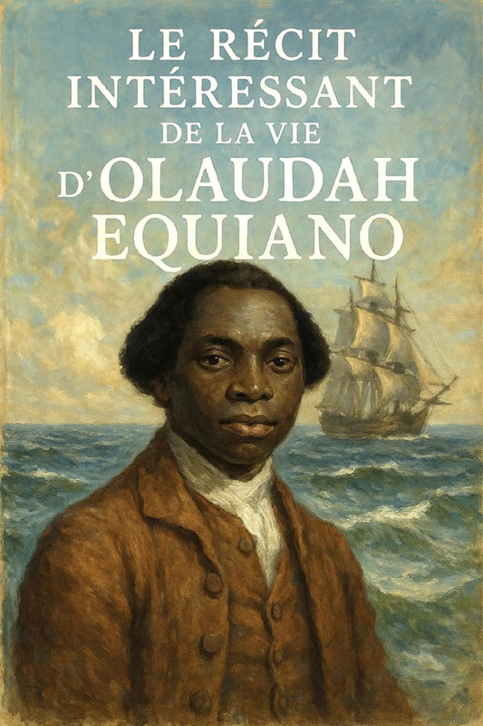 Book cover of 'Le Récit intéressant de la vie d’Olaudah Equiano' with a portrait of a man and a ship on the water