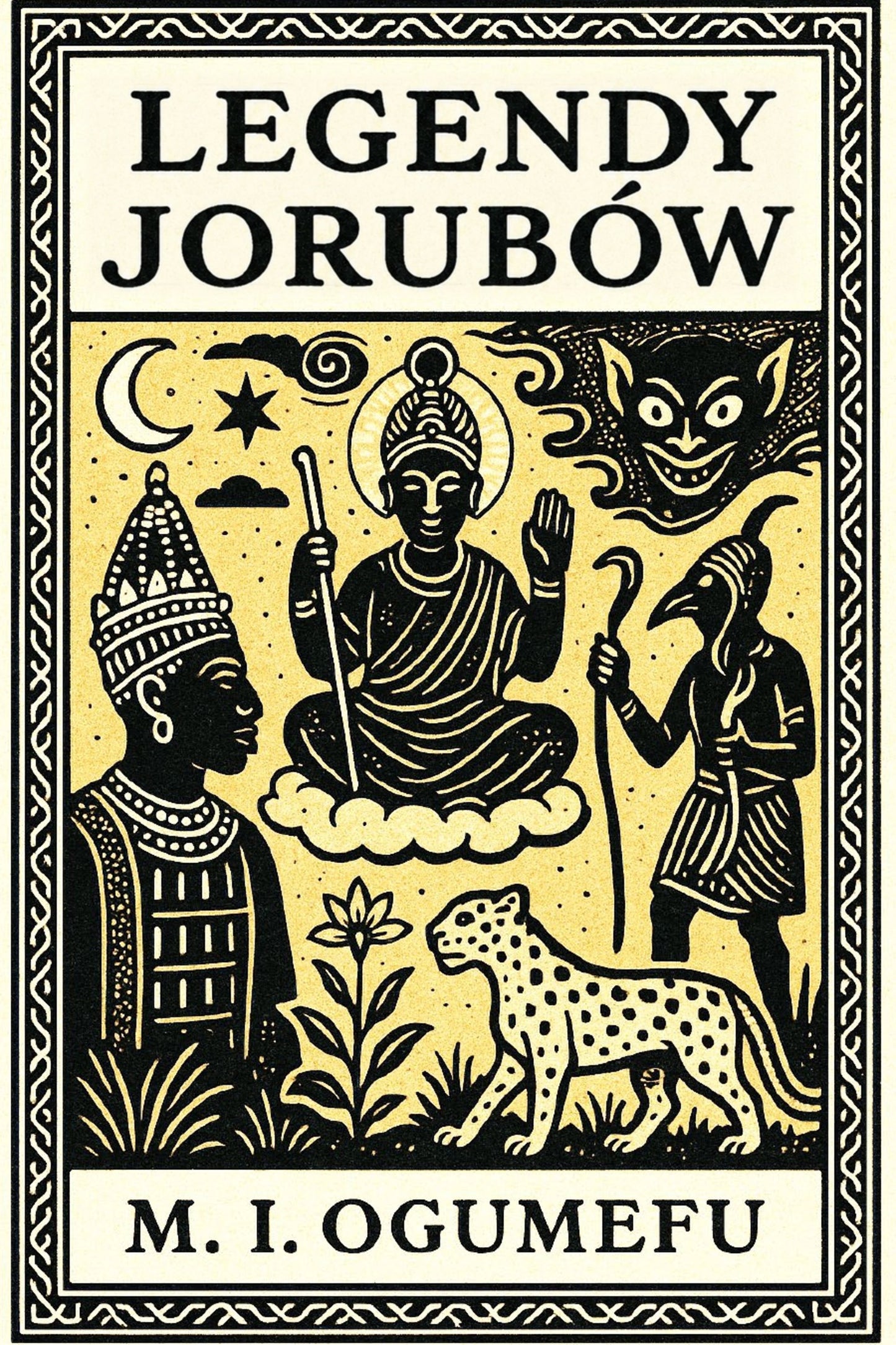 Book cover of 'Legendy Jorubów' with illustrations and text