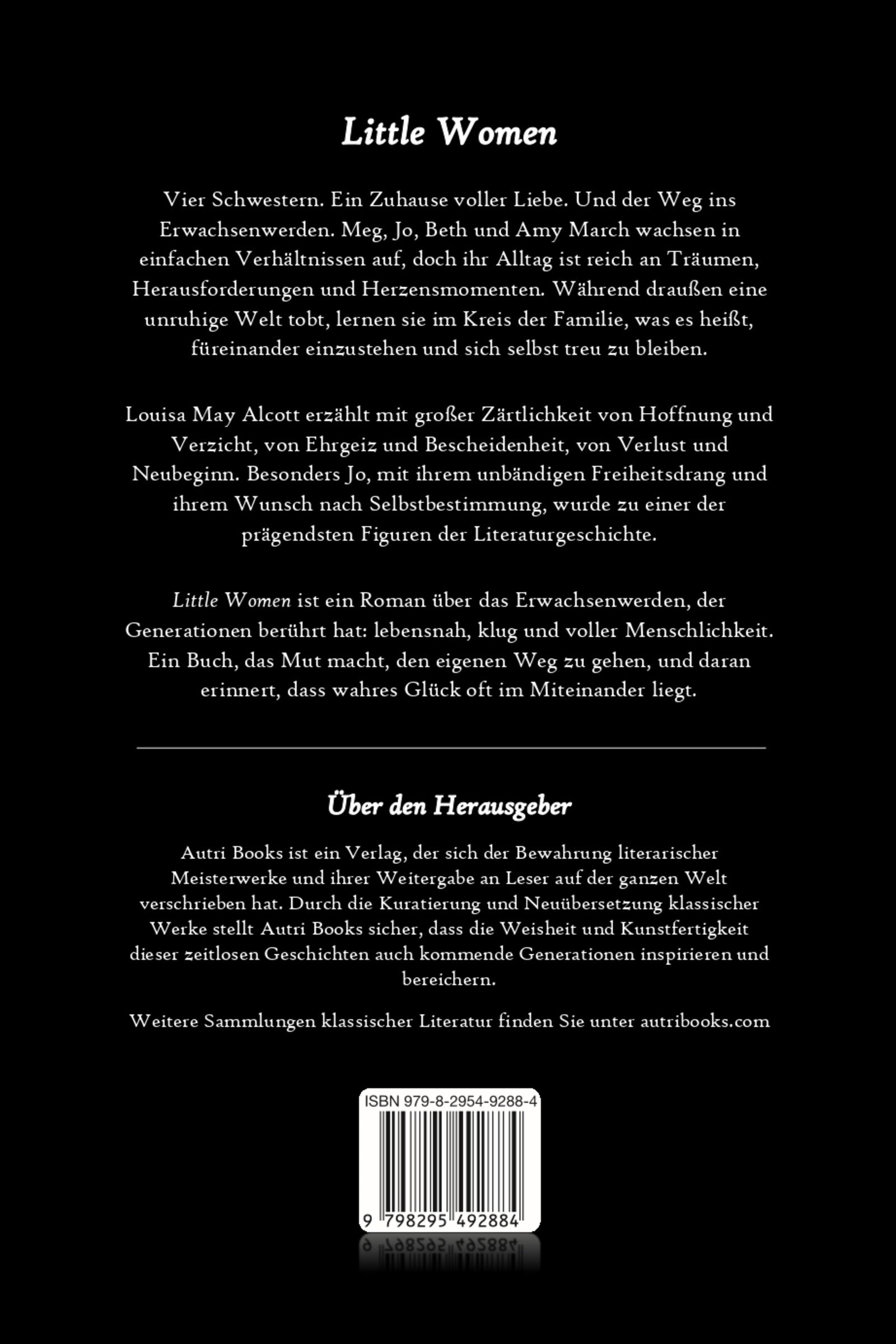 Back cover of 'Little Women' with text and a barcode