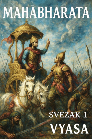 Book cover of 'Mahabharata' with warrior illustration and text