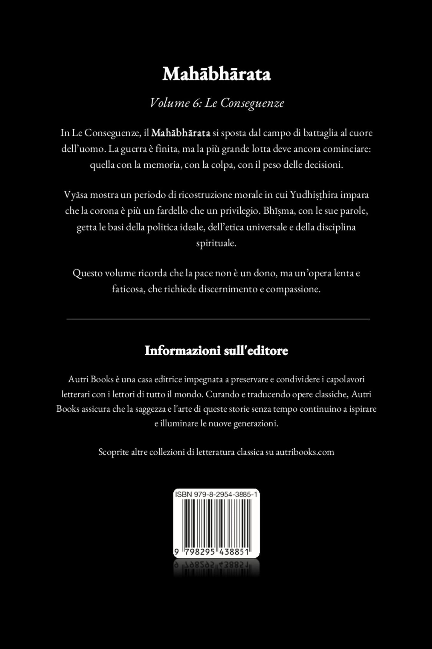 Back cover of a book titled 'Mahèbhárata' with text and branding information.
