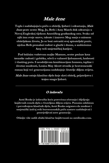 Back cover of Male žene with text in Croatian, featuring a barcode and ISBN information.