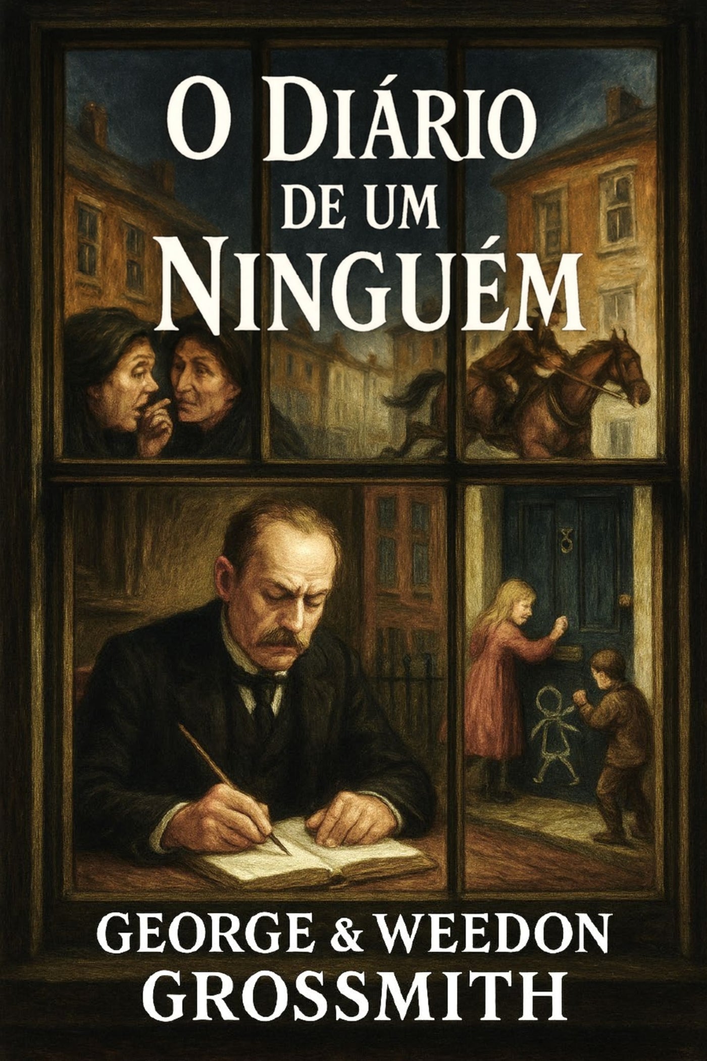 Book cover of 'O diário de um ninguém' with scenes and text