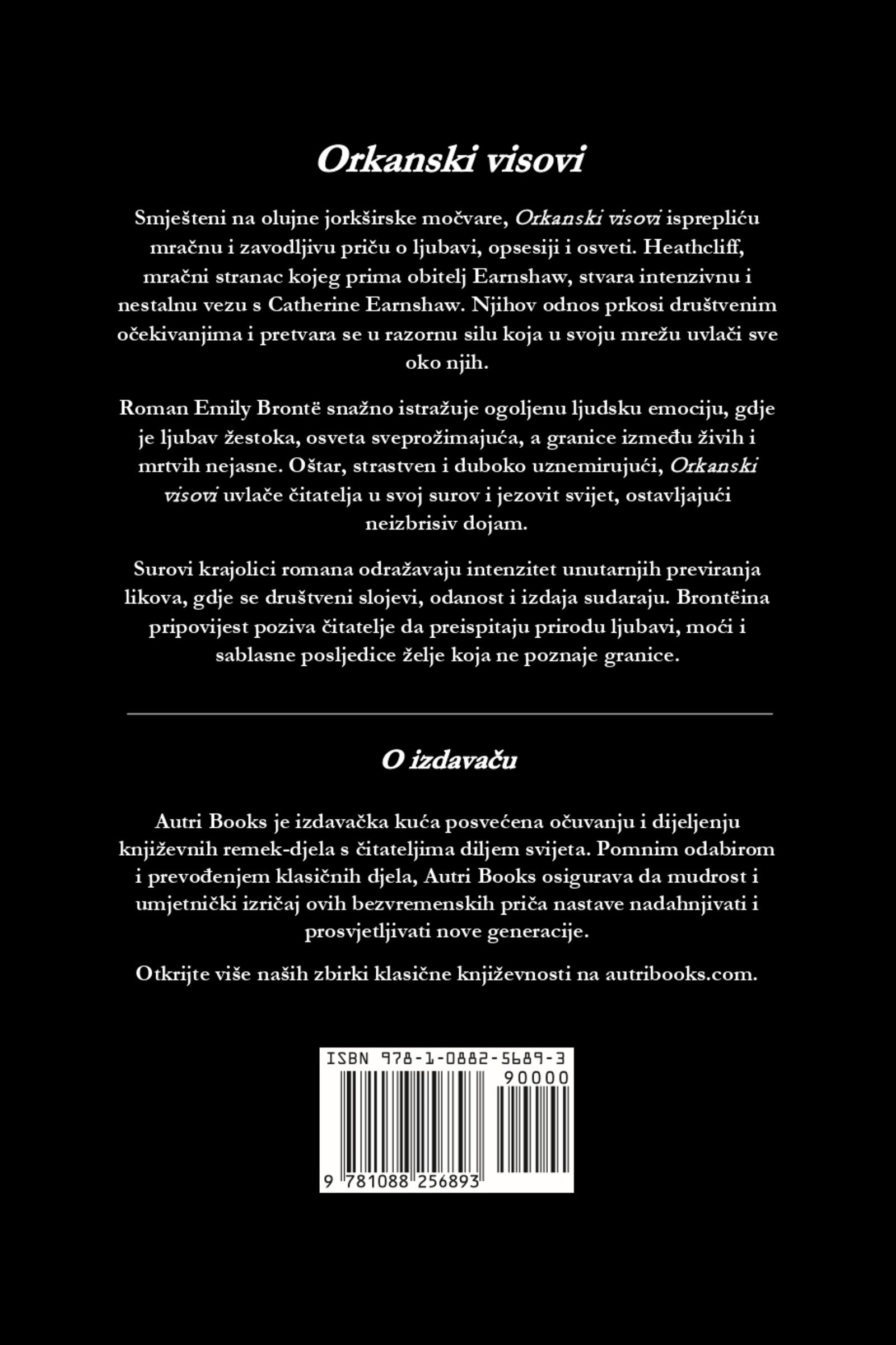 Back cover of Orkanski visovi with text in croatian