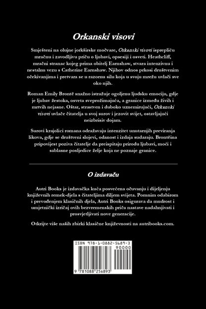 Back cover of Orkanski visovi with text in croatian