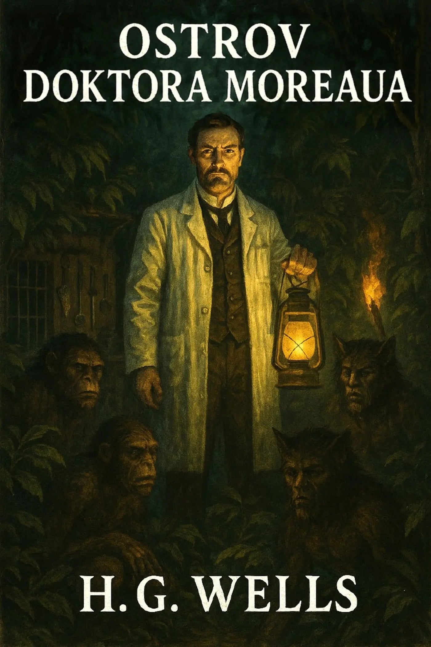 Book cover for 'Ostrov doktora Moreaua' by H.G. Wells