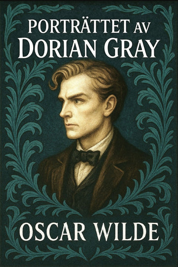 Book cover of 'Porträttet av Dorian Gray' by Oscar Wilde with a portrait of a man.