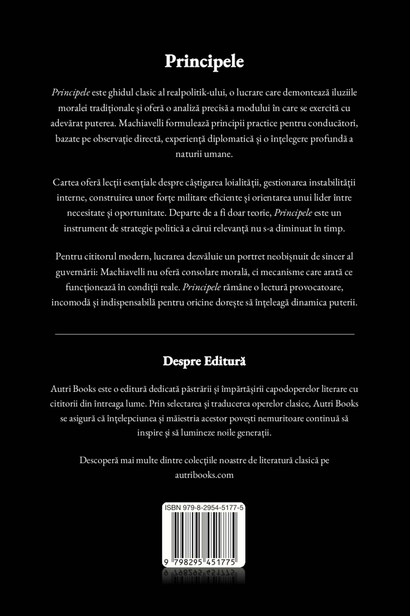 Book cover with text in Romanian on a black background