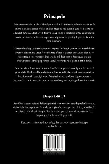 Book cover with text in Romanian on a black background