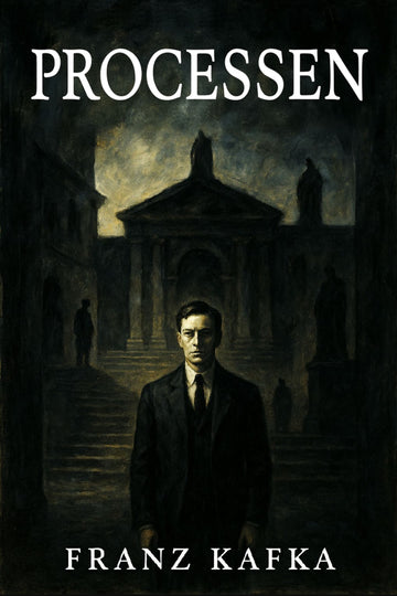 Book cover of 'Processen' by Franz Kafka with a dark, eerie atmosphere.