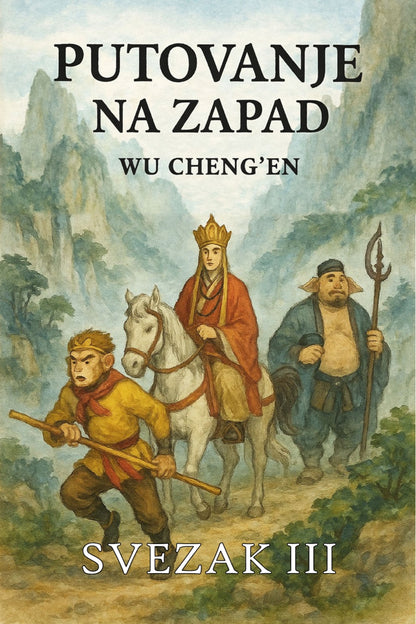 Book cover of 'Putovanje na Zapad' by Wu Cheng'en with illustrations of characters in a mountainous landscape.