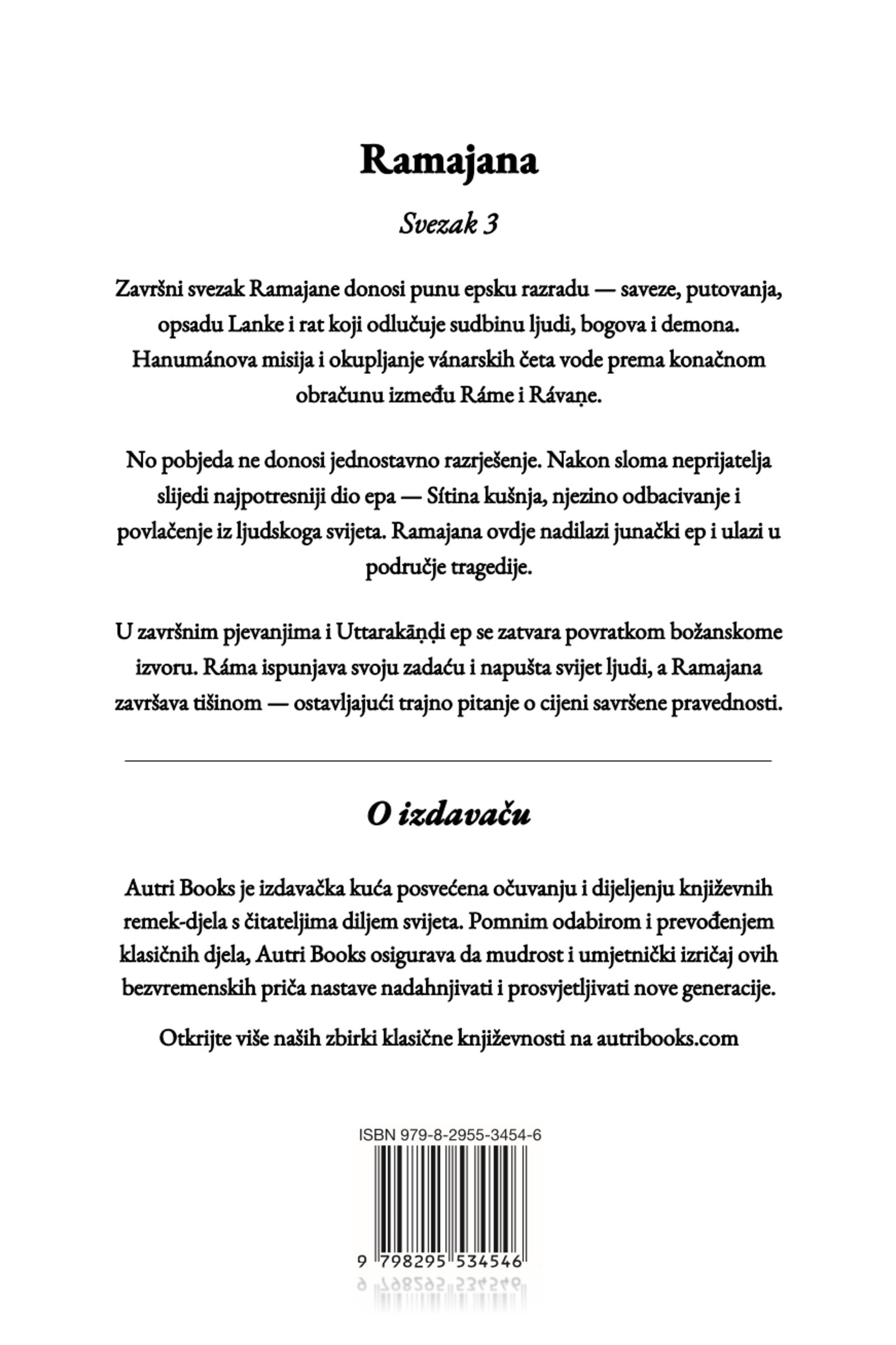 Book cover with text in Croatian, about Ramajana